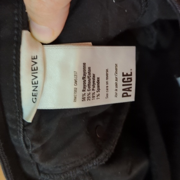 Paige high-rise flare jeans with raw hem - Genevieve style in black, women's 32" - Picture 6 of 7